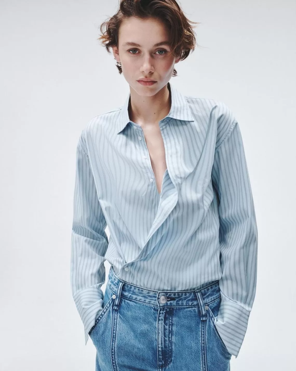 Rag & Bone Indiana Striped Cotton Poplin Shirt | Tops