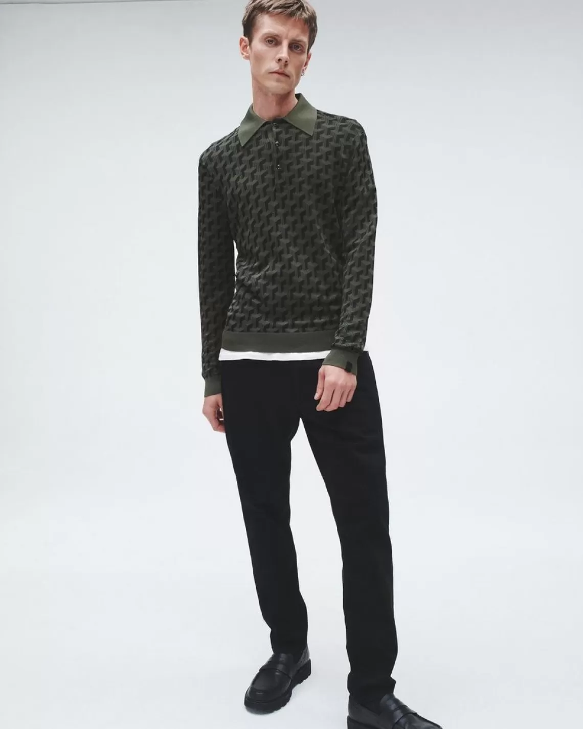 Rag & Bone Vaughn Viscose Long Sleeve Polo | Sweaters